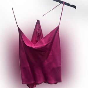 Zara Magenta Satin Cowl Neck Camisole